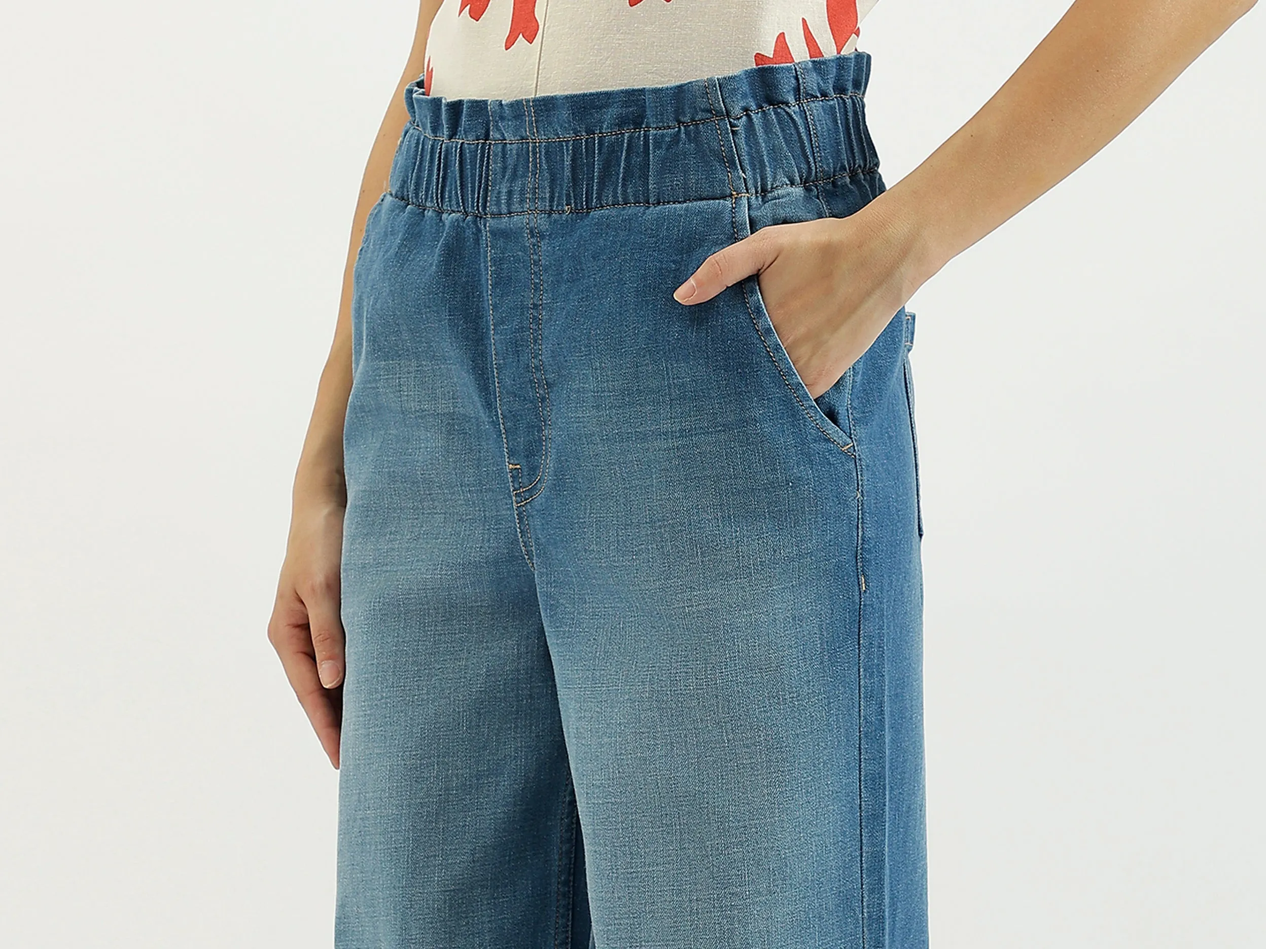 Solid Wide Leg Jeans