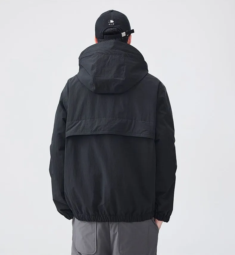 Solid Windproof Puffer Jacket with Elastic Hem Enclosure