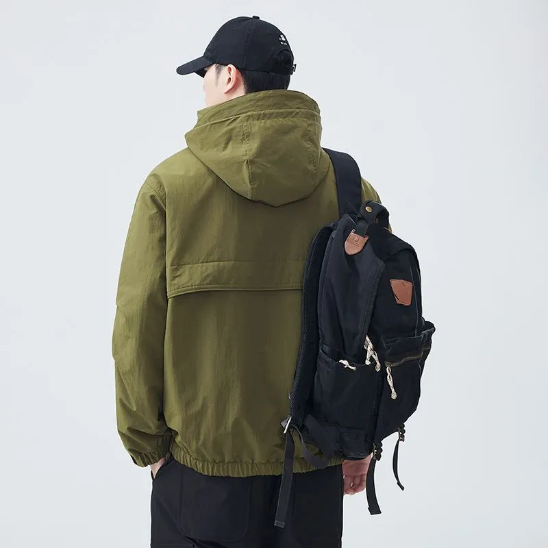 Solid Windproof Puffer Jacket with Elastic Hem Enclosure