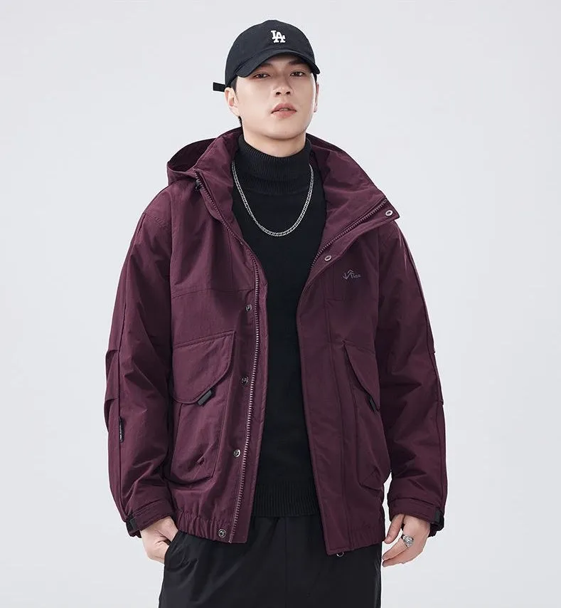 Solid Windproof Puffer Jacket with Elastic Hem Enclosure
