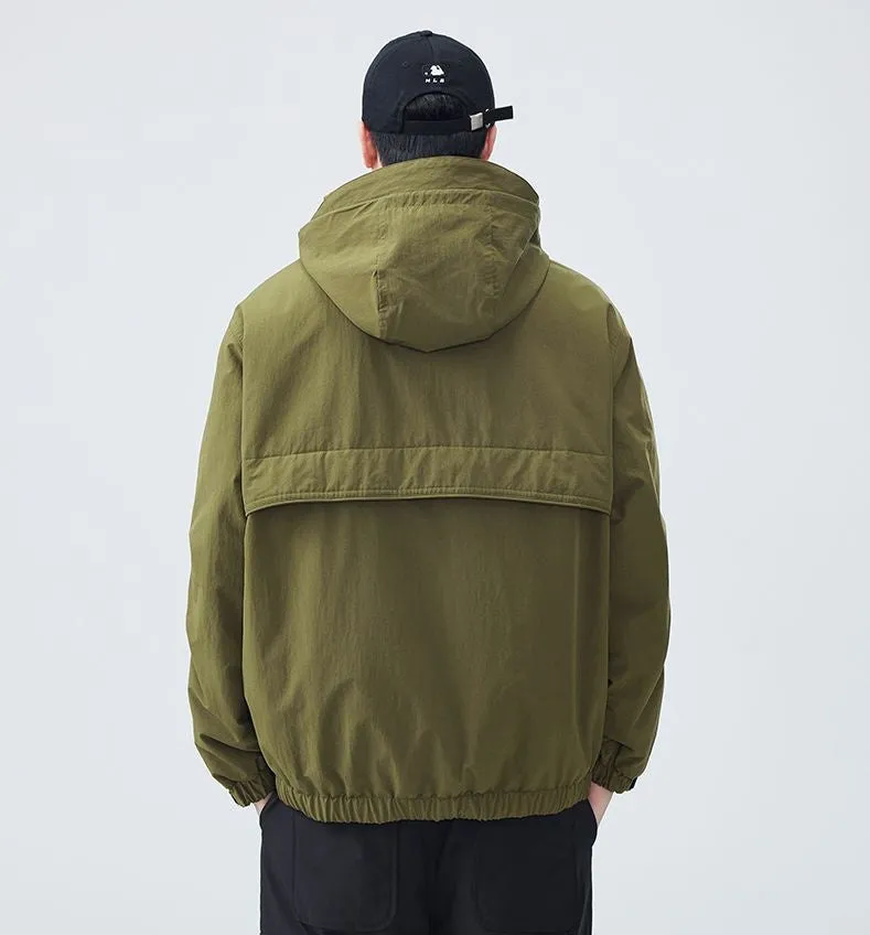 Solid Windproof Puffer Jacket with Elastic Hem Enclosure