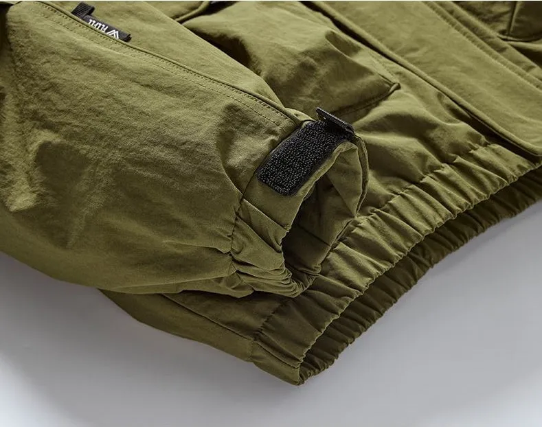 Solid Windproof Puffer Jacket with Elastic Hem Enclosure