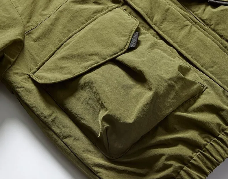 Solid Windproof Puffer Jacket with Elastic Hem Enclosure