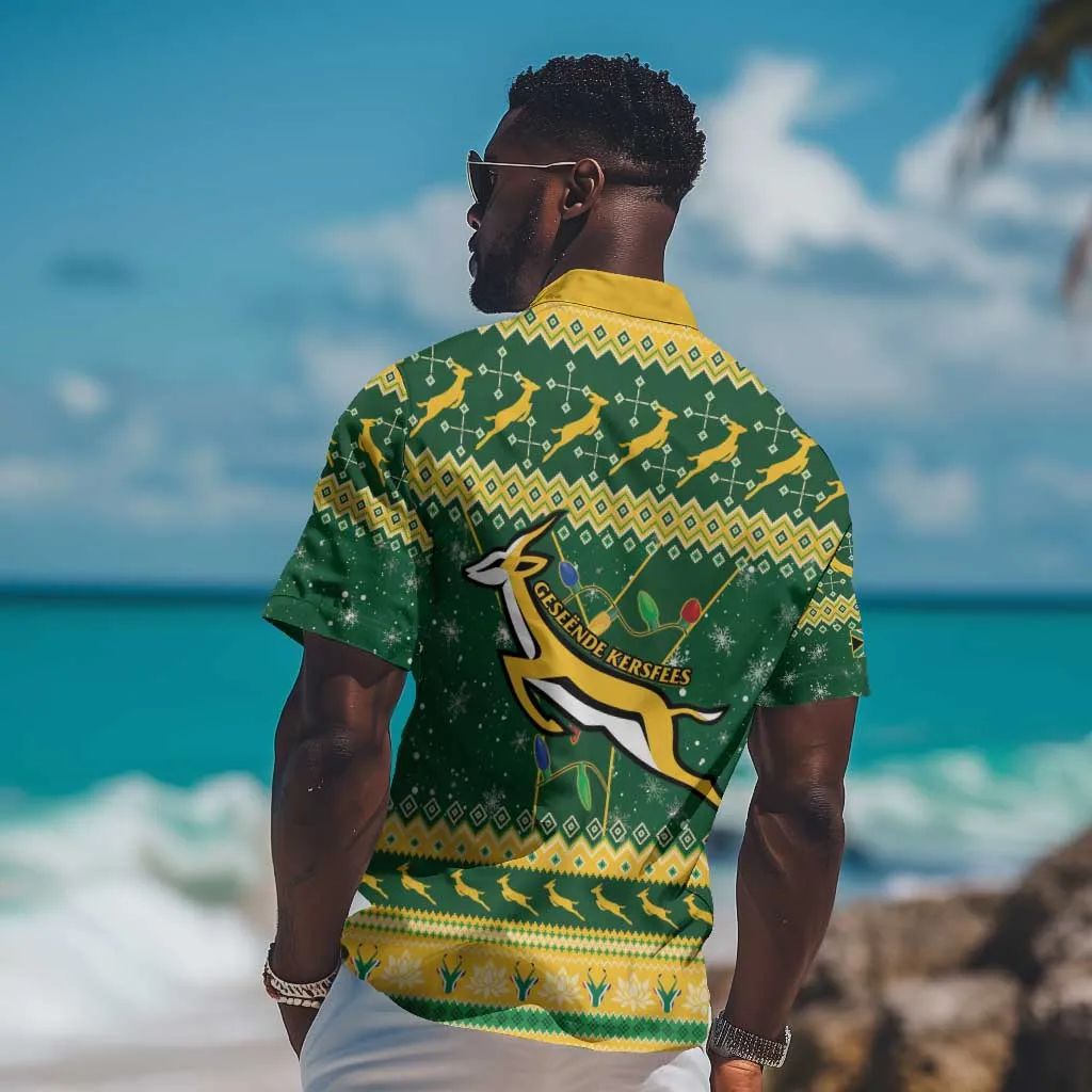 South Africa Christmas Rugby Hawaiian Shirt Springboks Geseende Kersfees LT15