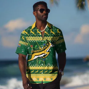 South Africa Christmas Rugby Hawaiian Shirt Springboks Geseende Kersfees LT15