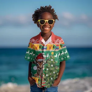 South Africa Springbok Kid Hawaiian Shirt Christmas Tree - Lightning Art LT18