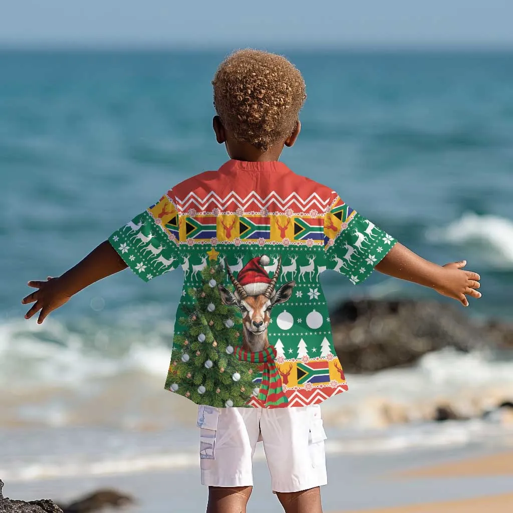 South Africa Springbok Kid Hawaiian Shirt Christmas Tree - Lightning Art LT18