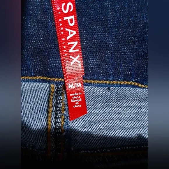 SPANX Women's Cropped Flare &amp; Wide Leg Jeans Jeggings Blue Size Medium Raw Hem
