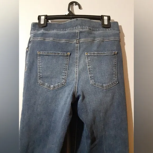 SPANX Women's Cropped Flare &amp; Wide Leg Jeans Jeggings Blue Size Medium Raw Hem