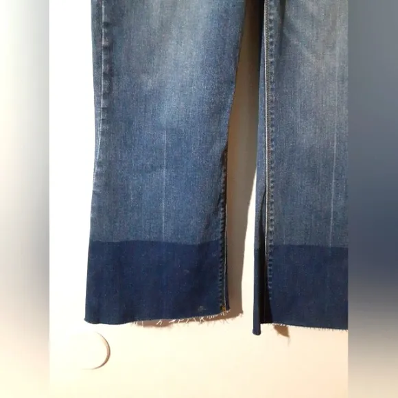 SPANX Women's Cropped Flare &amp; Wide Leg Jeans Jeggings Blue Size Medium Raw Hem