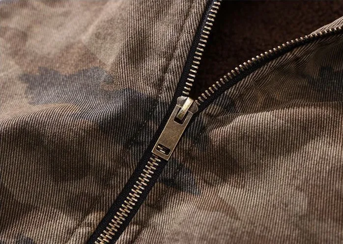 Stain-resistant Windproof Trucker Jacket featuring Thickened Fabric and Elastic Hem