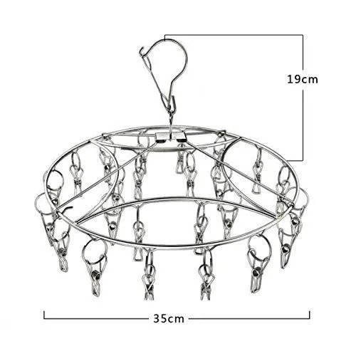 Stainless Steel Clothes Drying Racks Laundry Drip Hanger Laundry Clothesline Hanging Rack Set of 24 Clothespins for Drying Clothes, Towels, Underwear, Lingerie, Socks