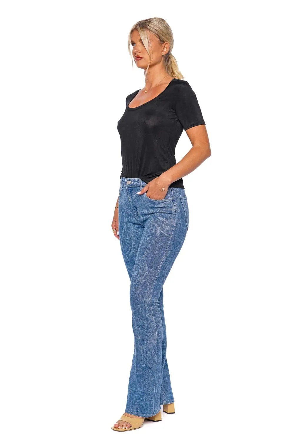 Stassi Paisley Stretch Boot Jeans