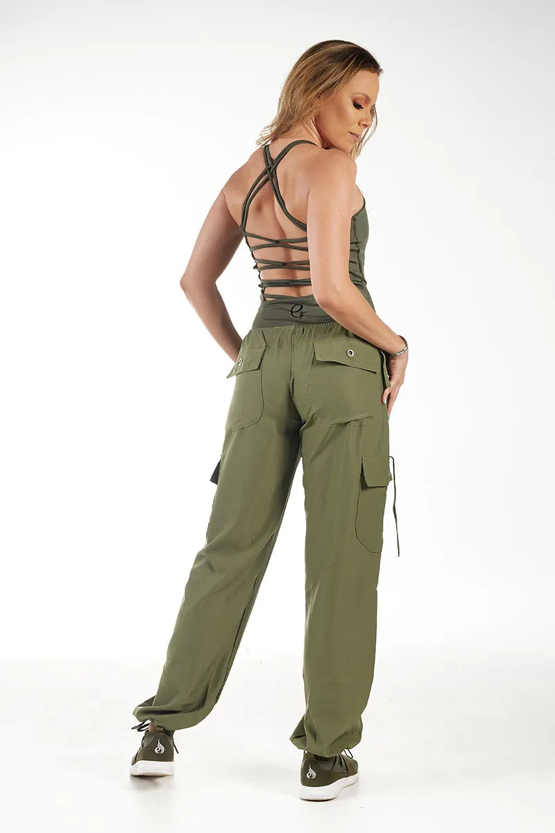 Strappy Back Tank Top Green