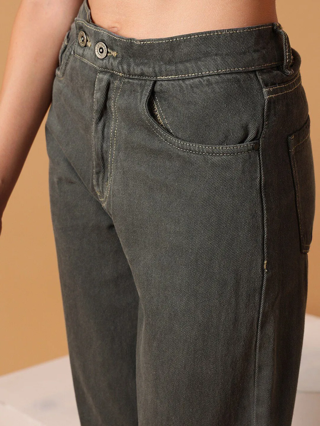 STREET 9 Women Grey Clean Look Comfort Wide Leg Jeans