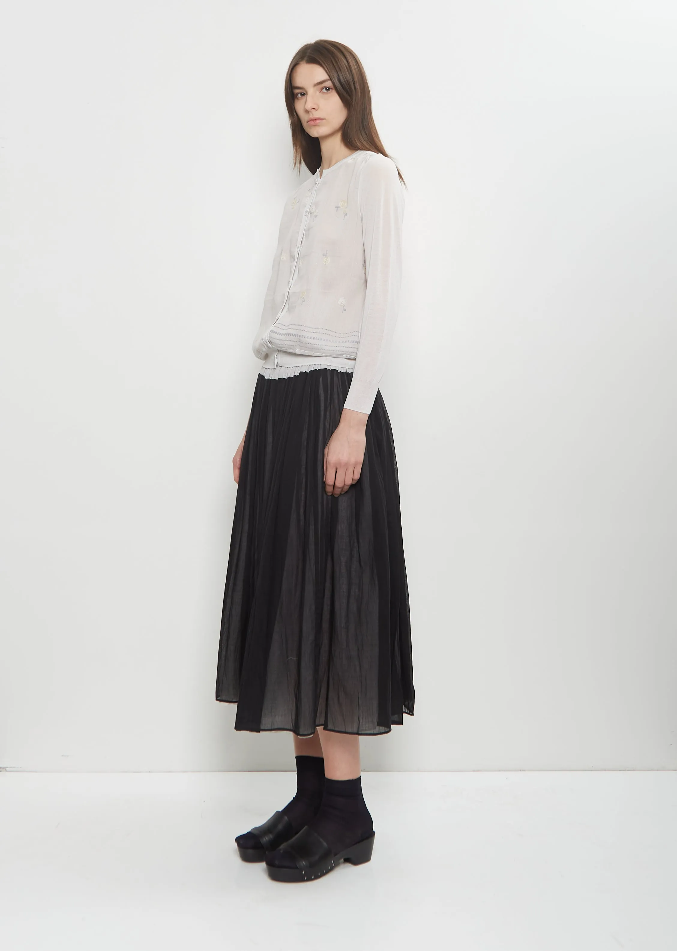 Stretch Cotton Cardigan — Low White