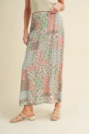 Stylish Printed Maxi Skirt: Elevate Your Wardrobe with Bold Patterns in Mint/Pink