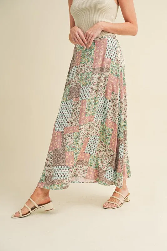 Stylish Printed Maxi Skirt: Elevate Your Wardrobe with Bold Patterns in Mint/Pink
