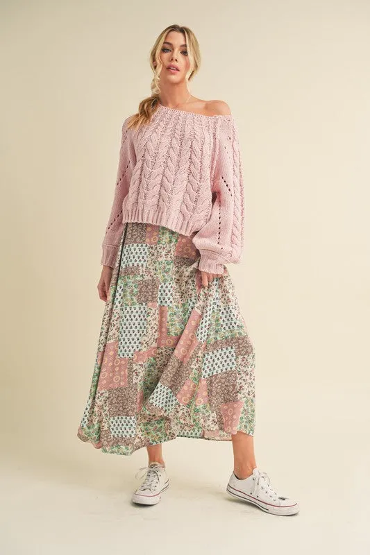 Stylish Printed Maxi Skirt: Elevate Your Wardrobe with Bold Patterns in Mint/Pink