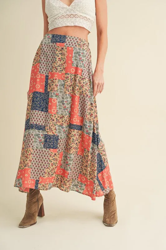 Stylish Printed Maxi Skirt: Elevate Your Wardrobe with Bold Patterns in Tan/Orange