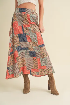Stylish Printed Maxi Skirt: Elevate Your Wardrobe with Bold Patterns in Tan/Orange