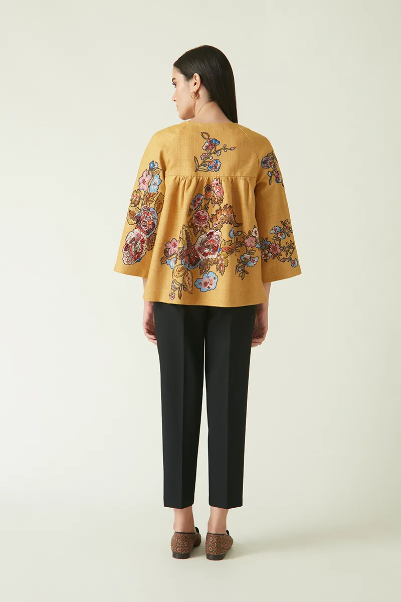 Summer Jacket Linen Embroidered-Fashion Edit Java 03A-7JV-14-Payal Pratap