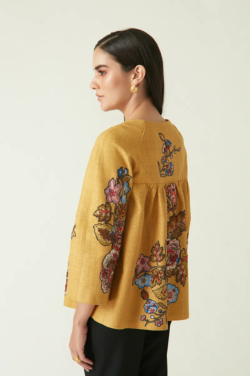 Summer Jacket Linen Embroidered-Fashion Edit Java 03A-7JV-14-Payal Pratap