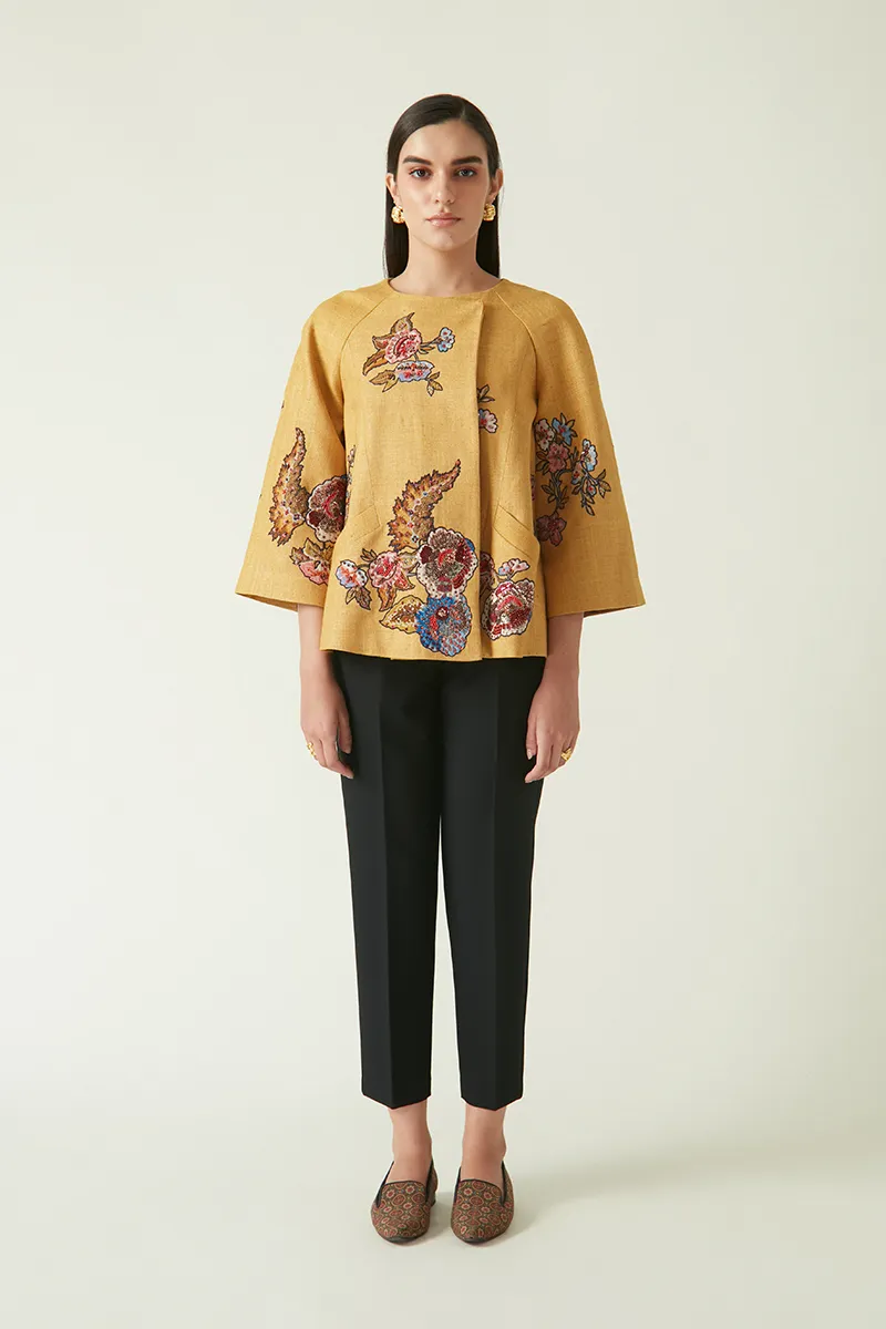 Summer Jacket Linen Embroidered-Fashion Edit Java 03A-7JV-14-Payal Pratap