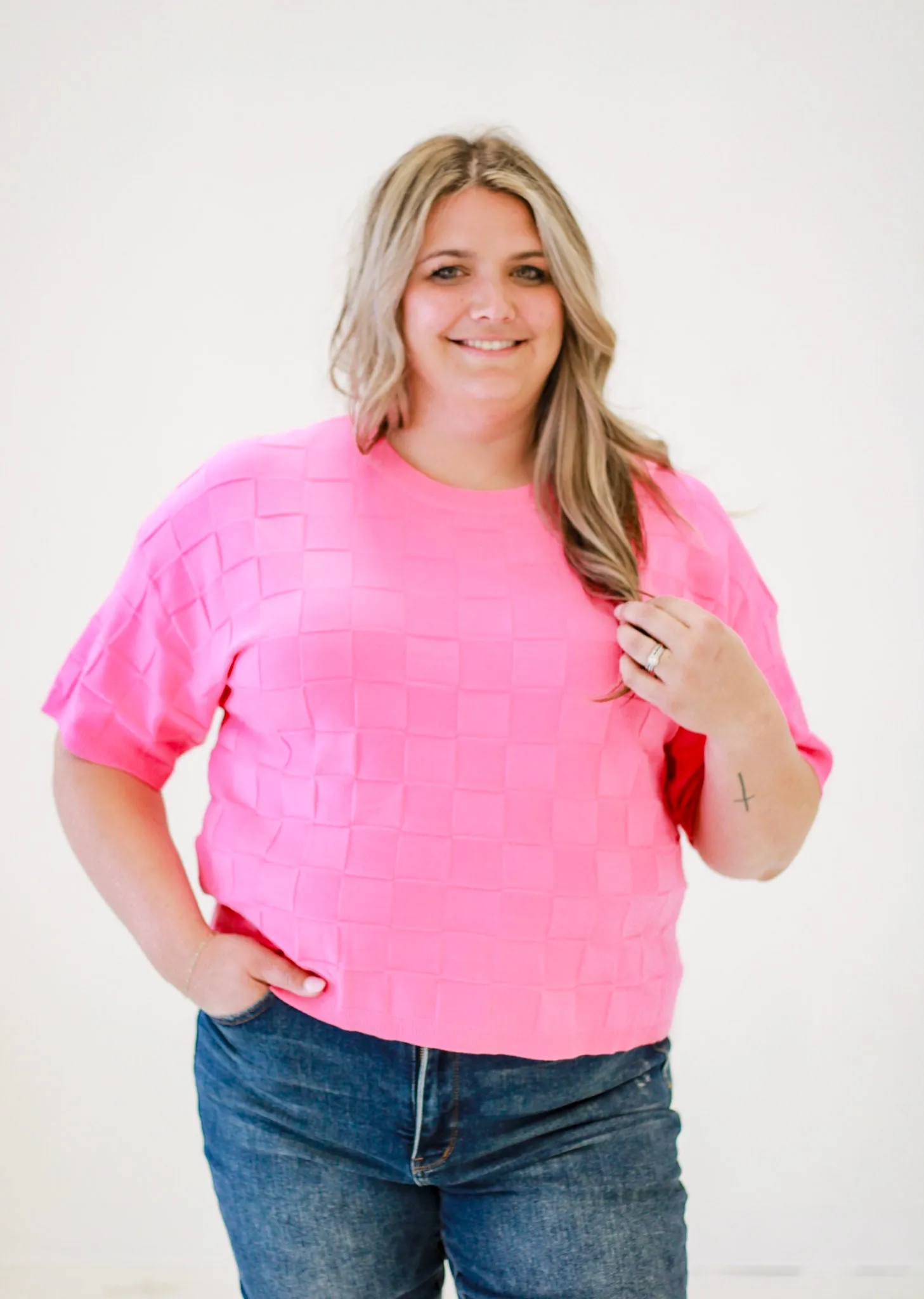 Sunny Days Short-Sleeve Knit in Pink