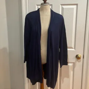Susan graver sweater open front long lightweight Navy blue plus size 3X new