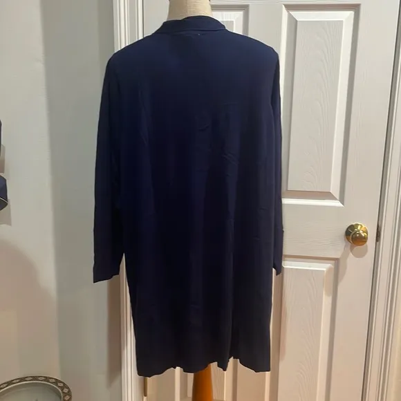 Susan graver sweater open front long lightweight Navy blue plus size 3X new