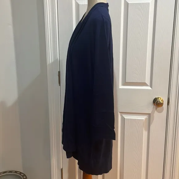 Susan graver sweater open front long lightweight Navy blue plus size 3X new