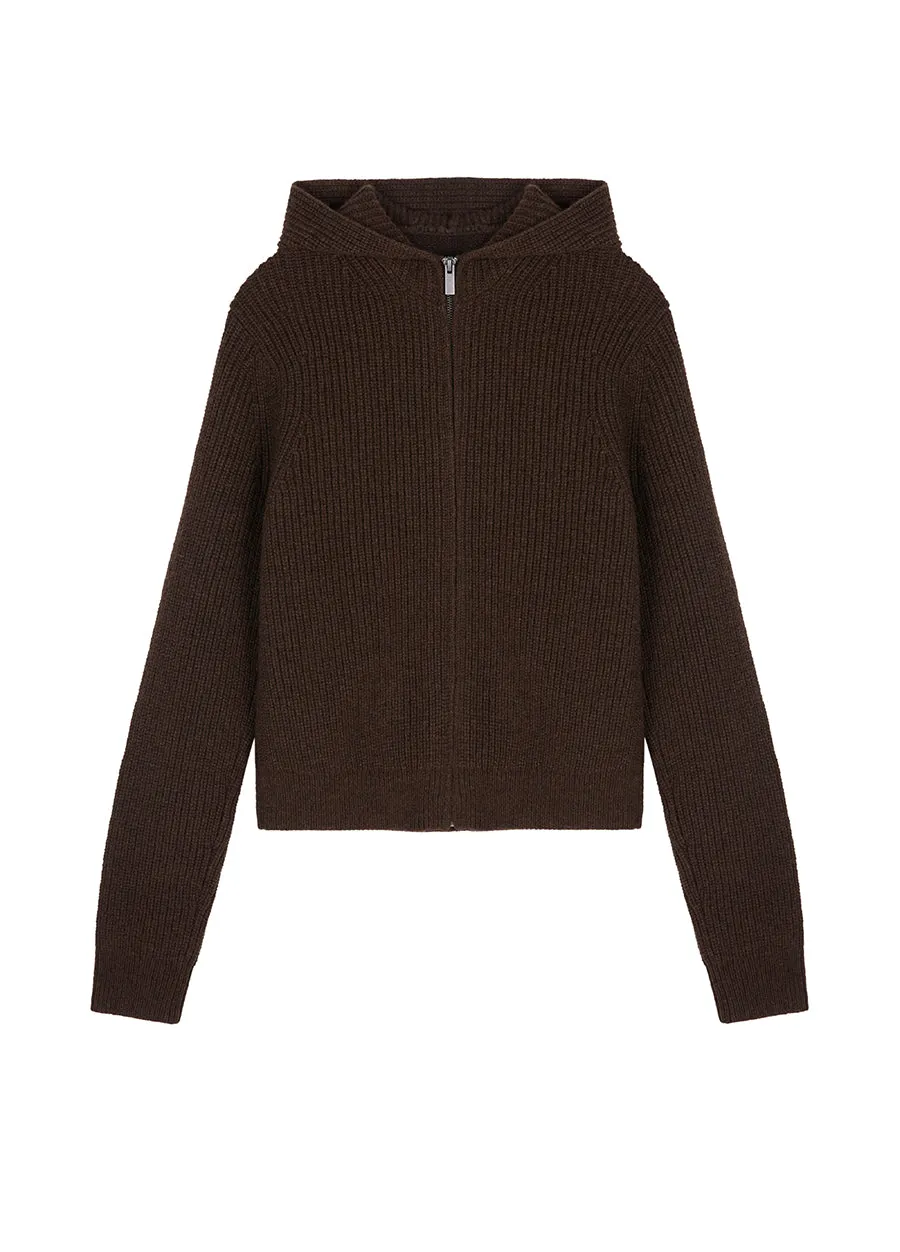 Sweater / JNBY Yak Velvet Hooded Cardigan