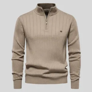 Sweater with half zipper