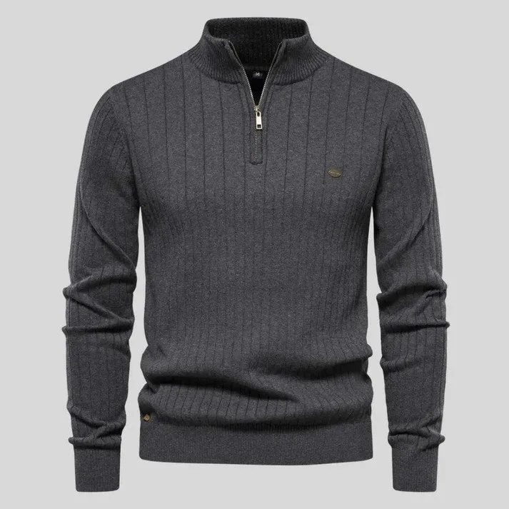 Sweater with half zipper