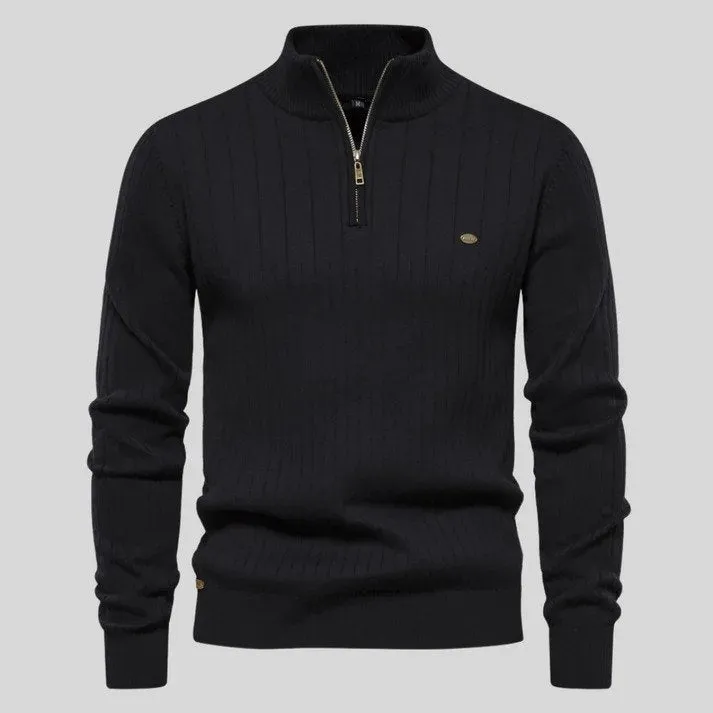 Sweater with half zipper