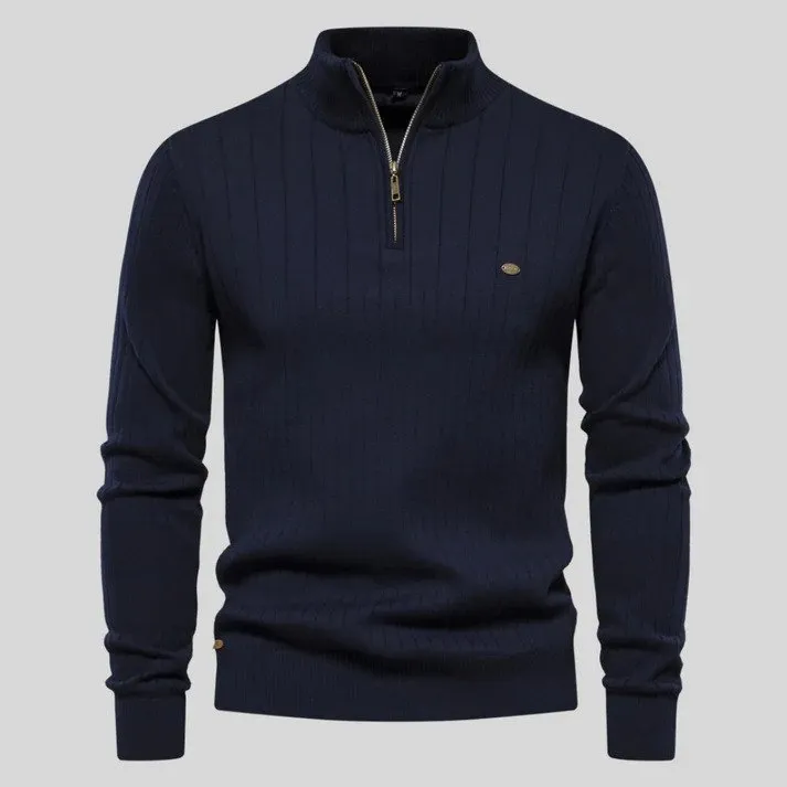 Sweater with half zipper