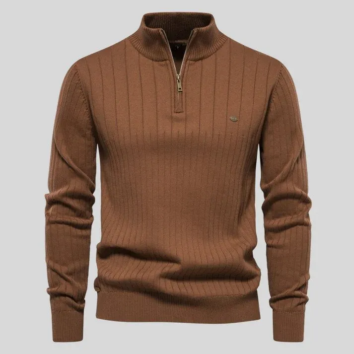 Sweater with half zipper