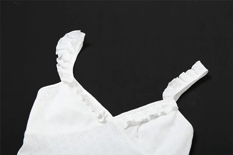 Sweet style little camisole, solid color lace V-neck little vest S-240501-30