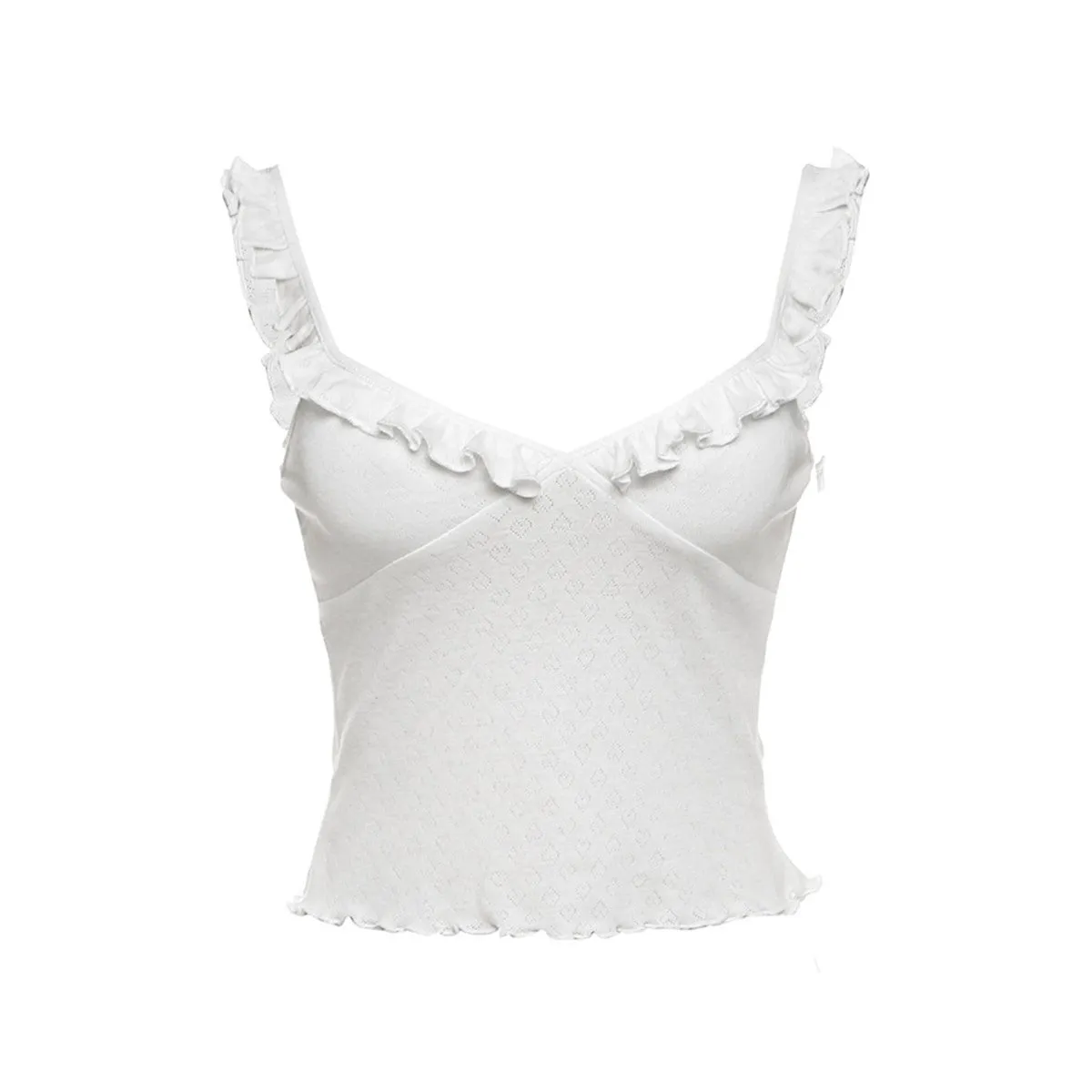 Sweet style little camisole, solid color lace V-neck little vest S-240501-30