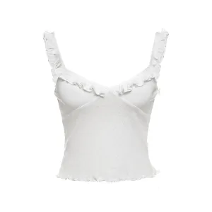 Sweet style little camisole, solid color lace V-neck little vest S-240501-30