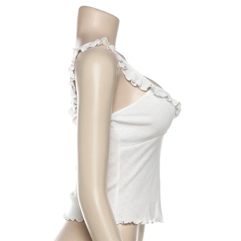 Sweet style little camisole, solid color lace V-neck little vest S-240501-30