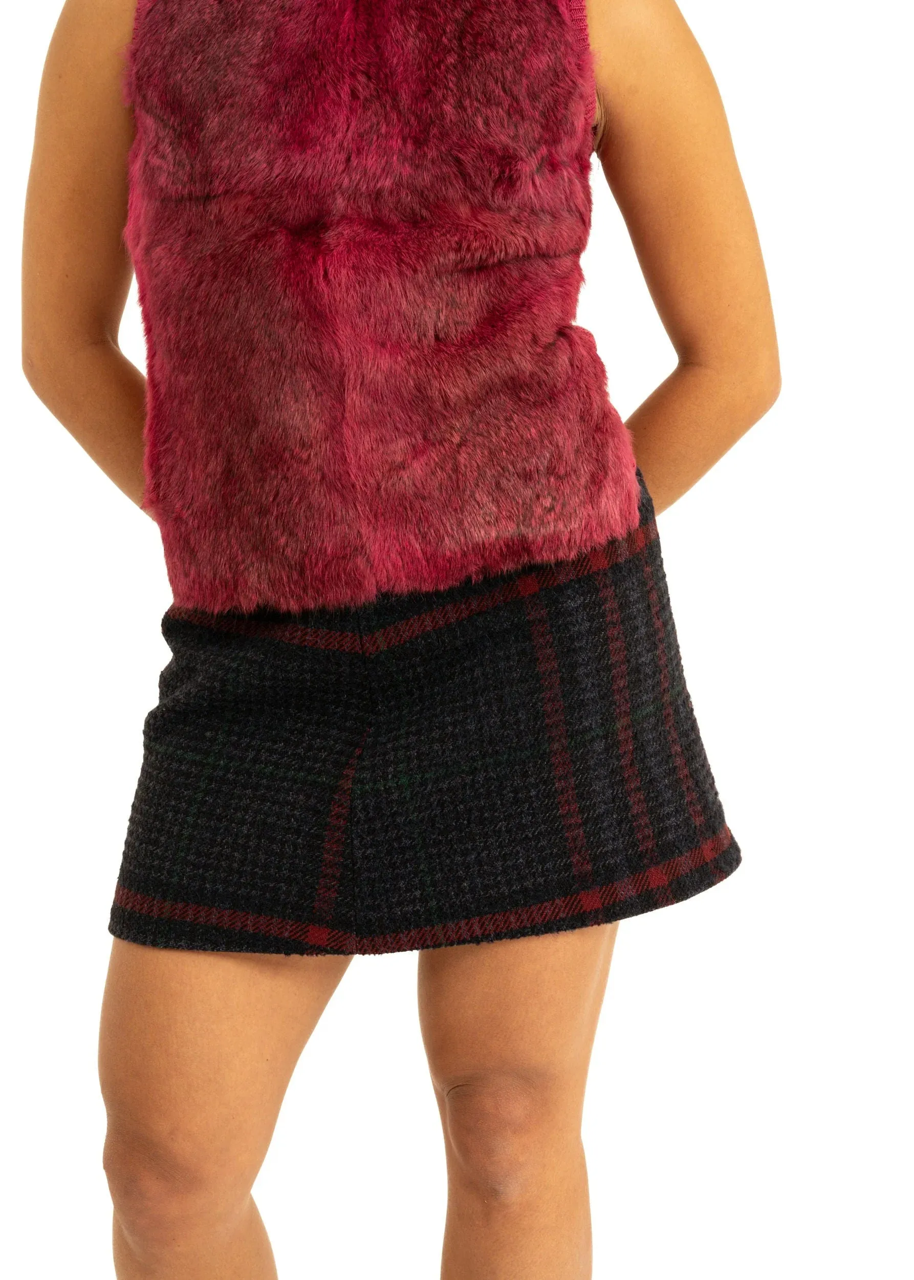 Tartan wool blend mini skirt