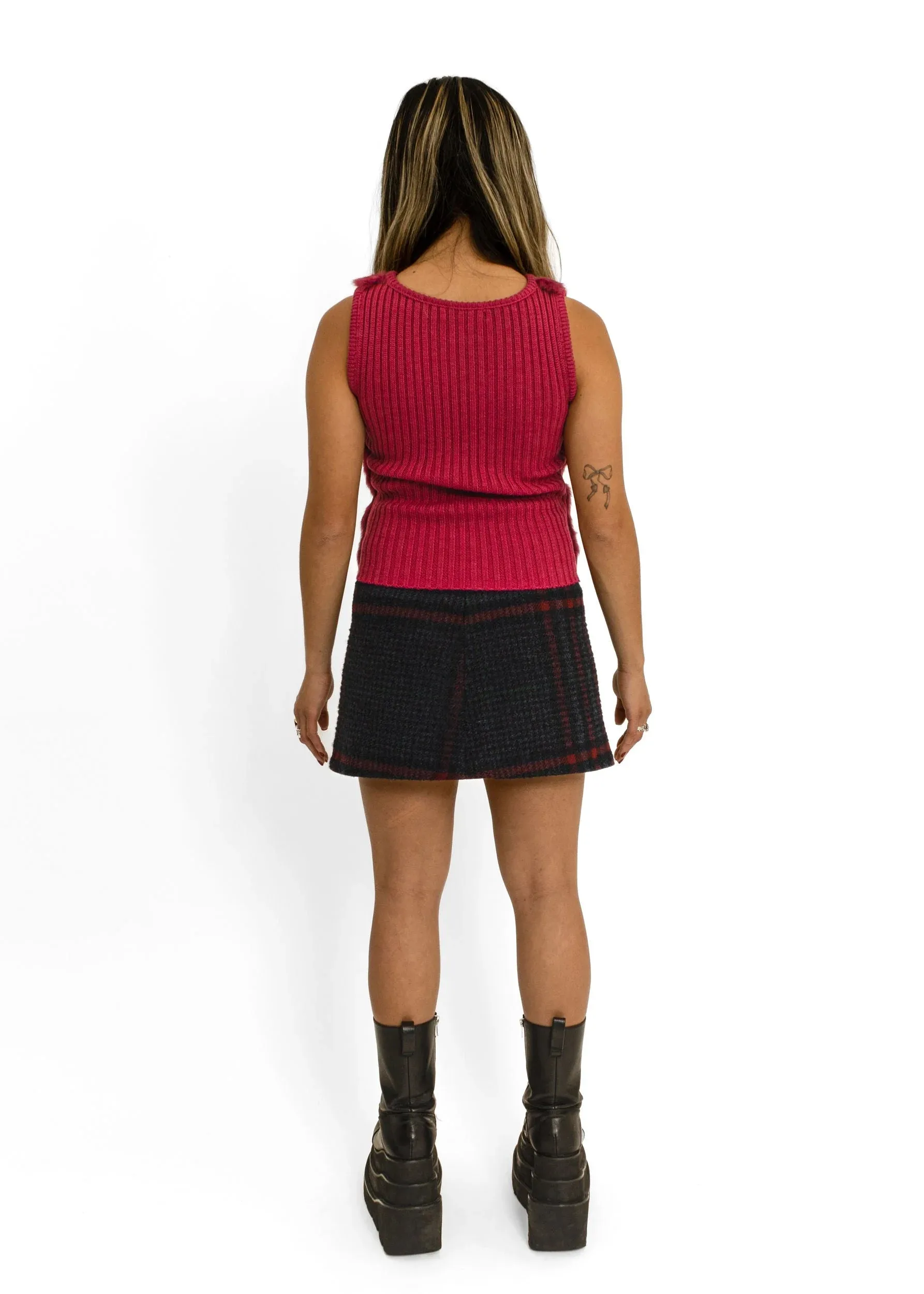 Tartan wool blend mini skirt