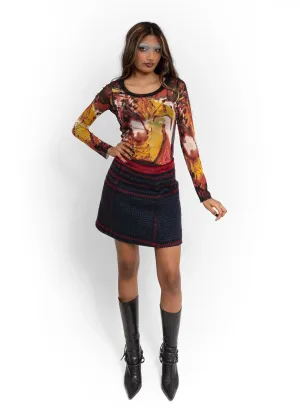 Tartan wool blend mini skirt