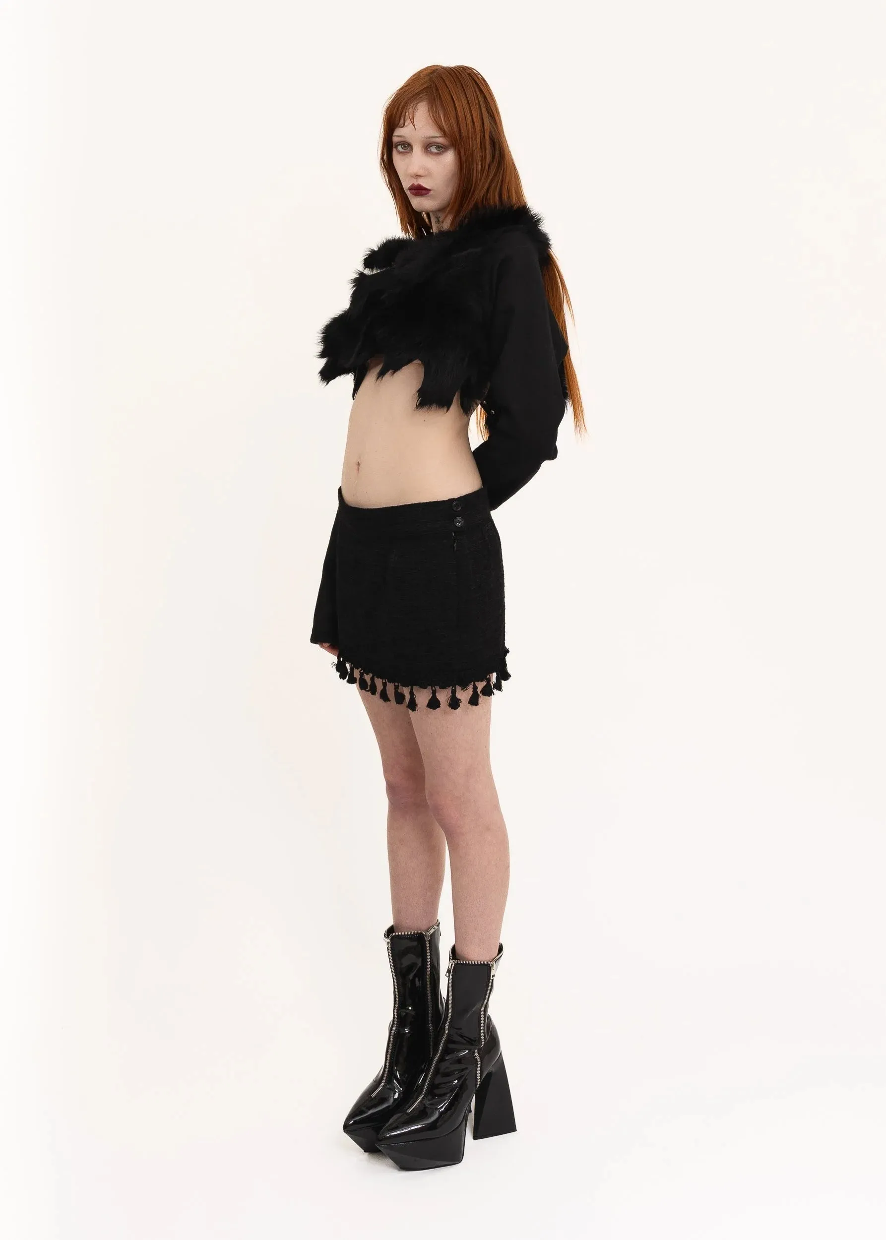 Tassel trim mini skirt