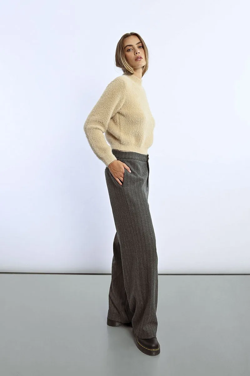TEXTURED CREW NECK SWEATER