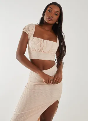 Textured Jersey Puff Sleeve Top