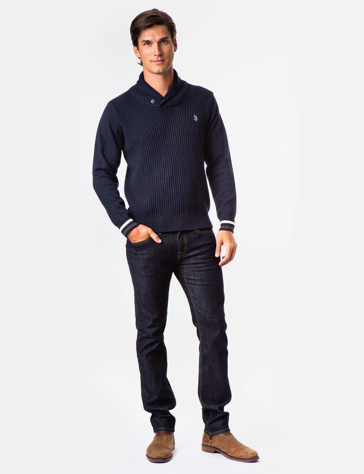 TEXTURED SHAWL PULLOVER SWEATER