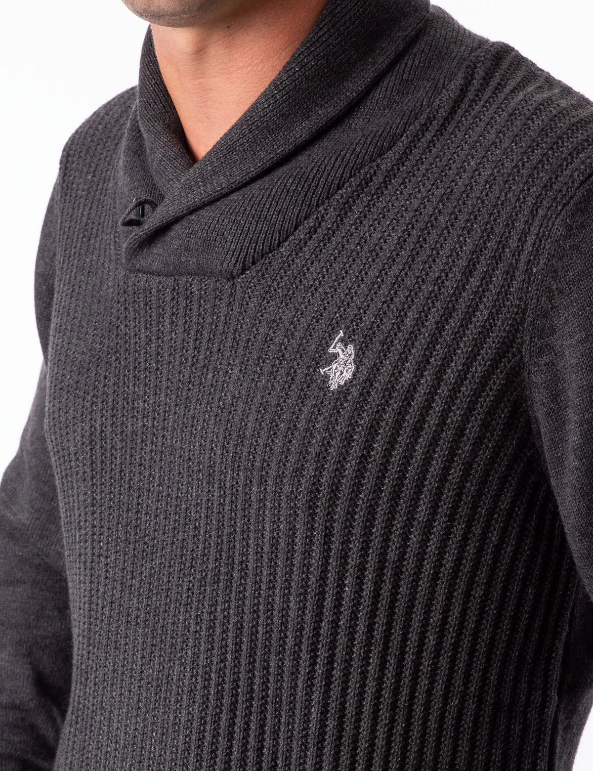 TEXTURED SHAWL PULLOVER SWEATER